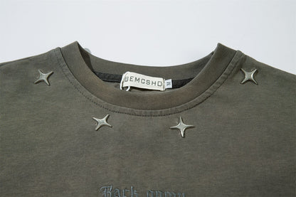 Metallic Detail Washed Gradient Long Sleeve T-Shirt WN11579