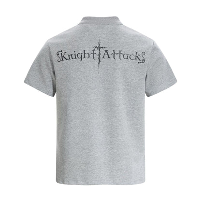 High-Neck Knight Graphic Short Sleeve Polo Shirt WN25839