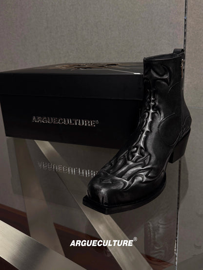 Embossed Spine First Layer Cowhide Chelsea Boots WN21709