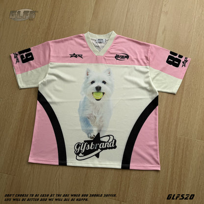 Sporty Breathable Dog Print Oversize Short Sleeve T-Shirt WN26541