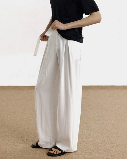 Pleats Belted Wide Leg Trousers WN21465