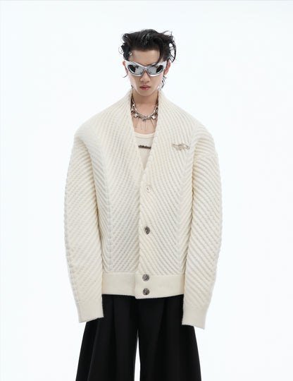 Heavyweight Oversize V-neck Kint Cardigan WN8666