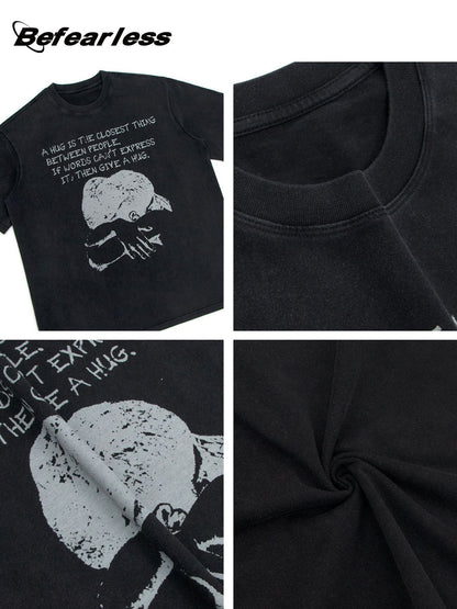 Washed Hug Graphic Oversize Short Sleeve T-Shirt WN26349