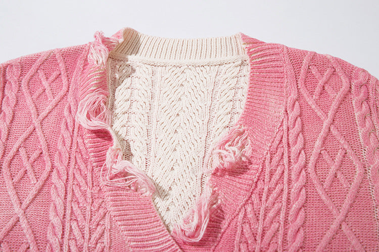 Damage Hem Knit Cardigan WN11418