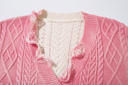 Damage Hem Knit Cardigan WN11418