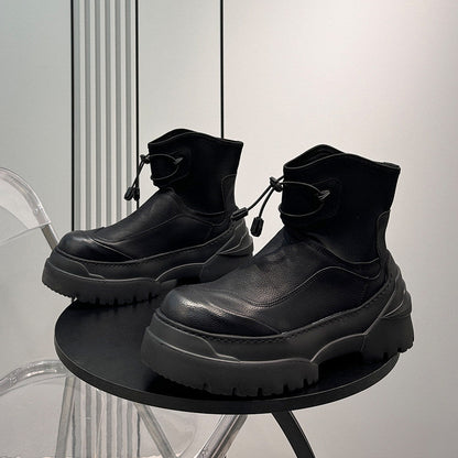 Drawstring Platform Thick Sole Short Boots WN24646