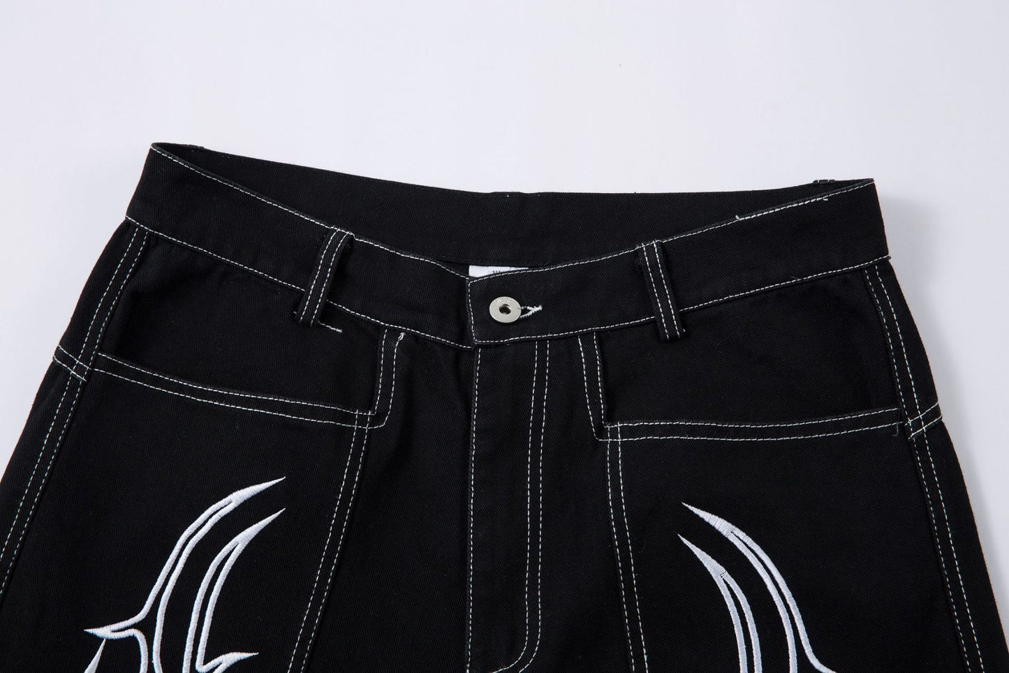 Embroidery Wide Leg Denim Jeans WN14131