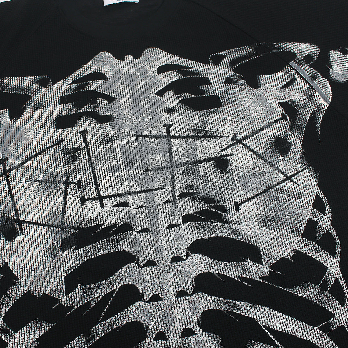 Skeleton Print Waffle Short Sleeve T-Shirt WN25557