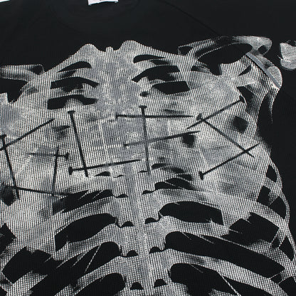 Skeleton Print Waffle Short Sleeve T-Shirt WN25557