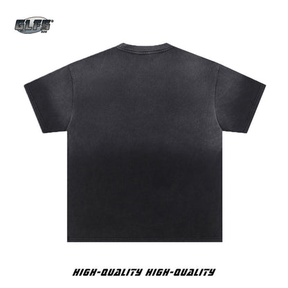 Gradient Washed Graffiti Short Sleeve T-Shirt WN26580