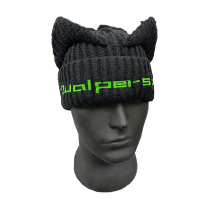 Print Cat Ear Knit Hat WN15751