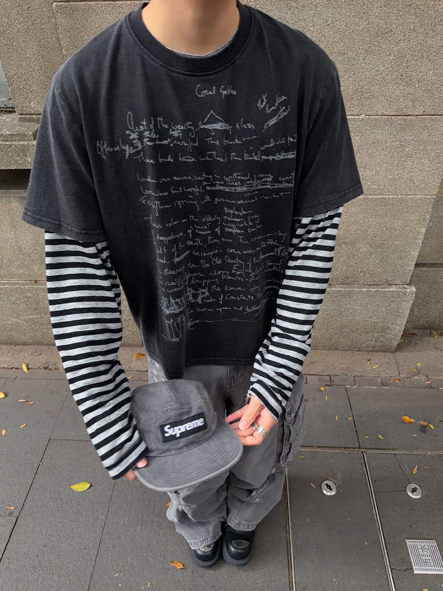 Washed Letter Print Oversize Short Sleeve T-Shirt WN24368