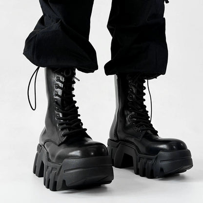 Chunky Sole High-Top Zipper Design Leather Boots WN19181