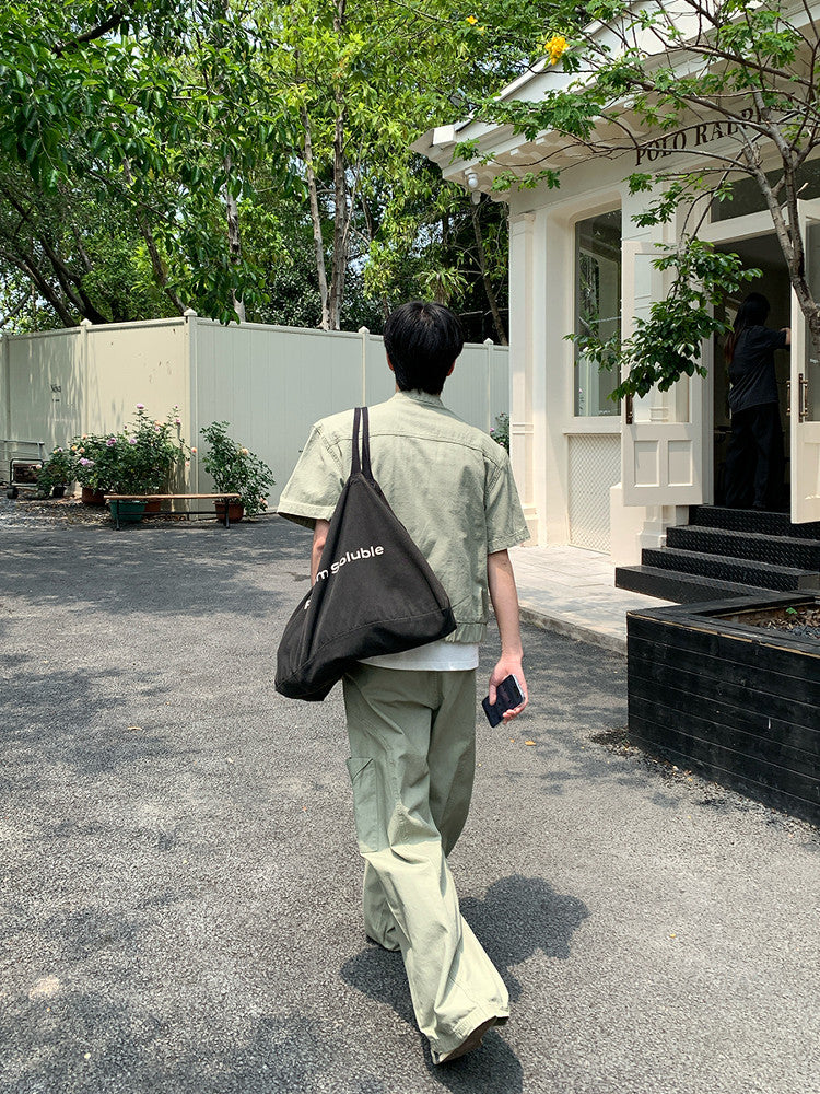 Utility Pocket Short Sleeve Jacket & Cargo Wide Leg Pants Setup WN24991