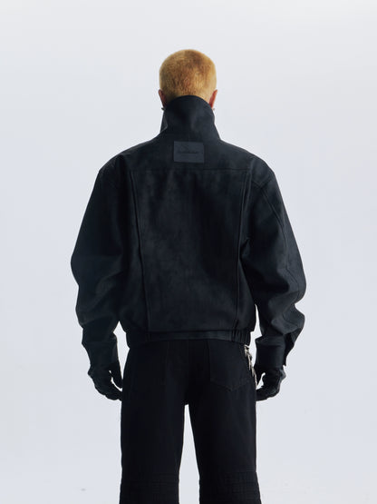 Belt Patchwork Fur Collar PU Leather Jacket WN20815