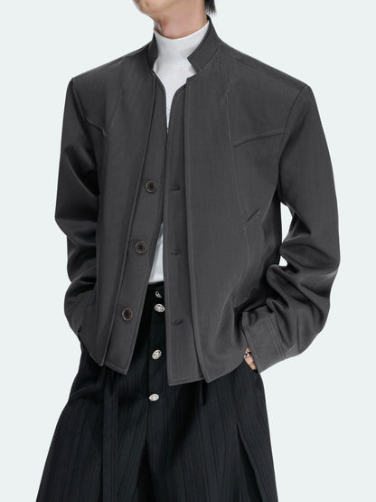 Deconstruction Fake Layered Single-Breasted Cropped Tailored Jacket WN27044