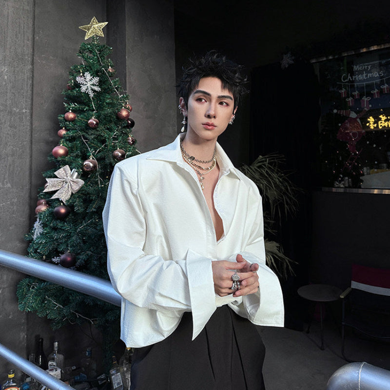 Oversize Lapel Long Sleeve Shirt WN25062