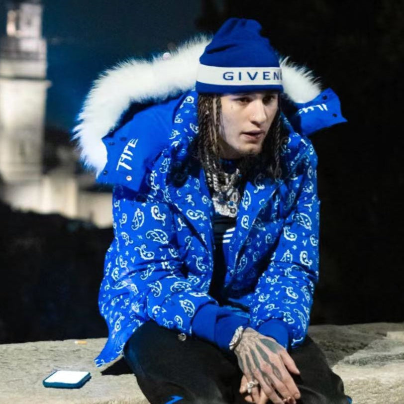 Paisley Hooded White Duck Down Jacket WN20971