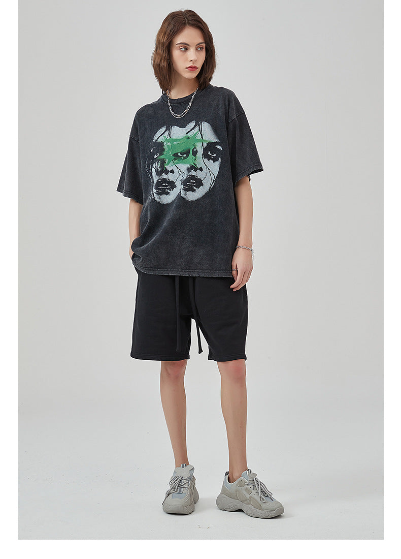 Round Neck Print Short Sleeve T-shirt WN7766