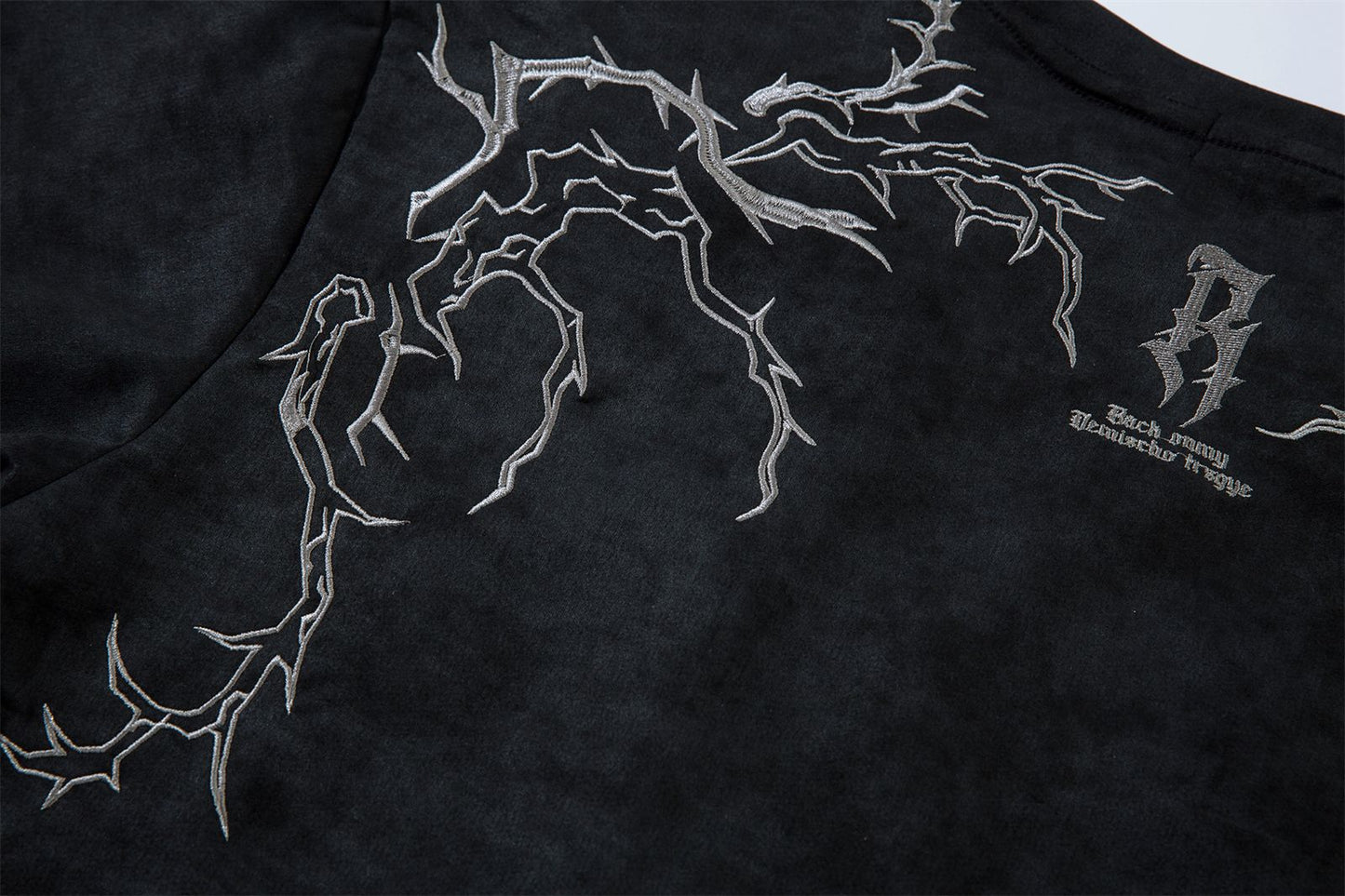 Embroidery Suede Design Oversize Short Sleeve T-Shirt WN15080