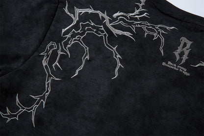 Embroidery Suede Design Oversize Short Sleeve T-Shirt WN15080