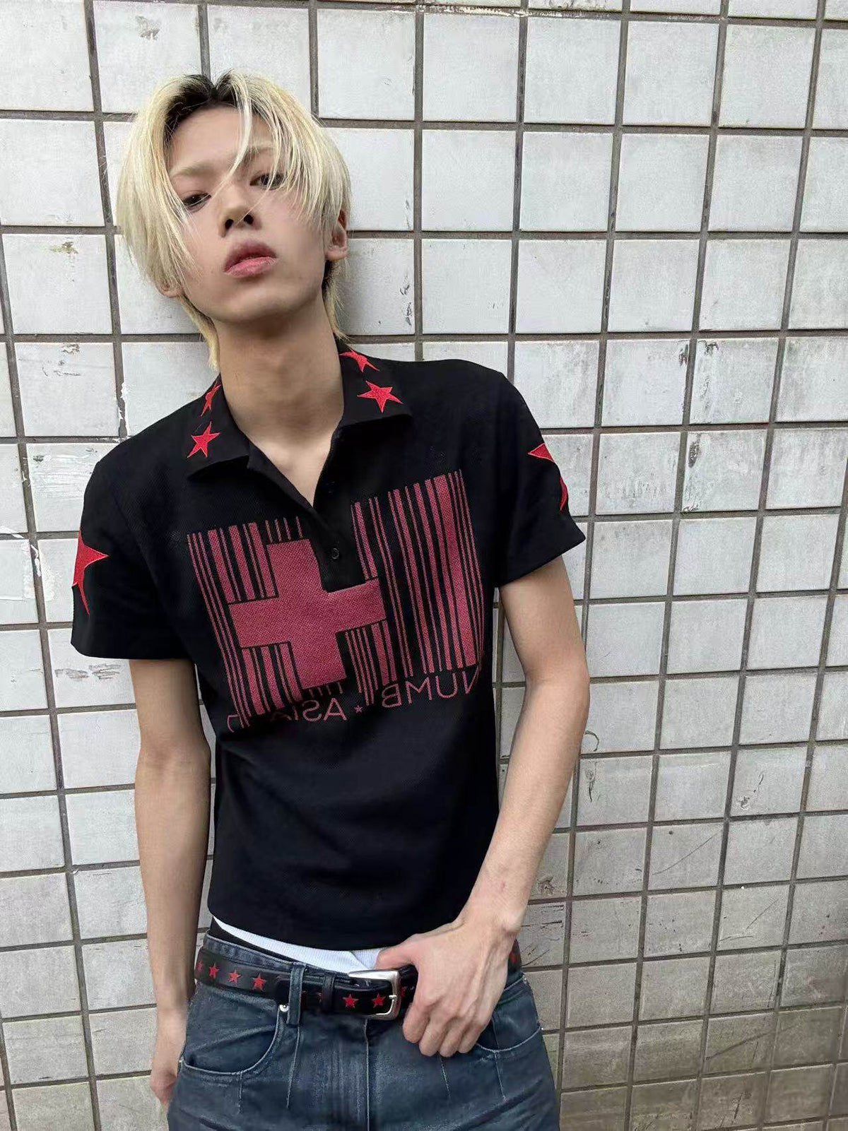 Star Cross Graphic Print Short Sleeve Shirt WN27232