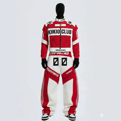 Stripe Graphic Zipper Jacket & Graphic Wide Leg Pants Setup WN28045