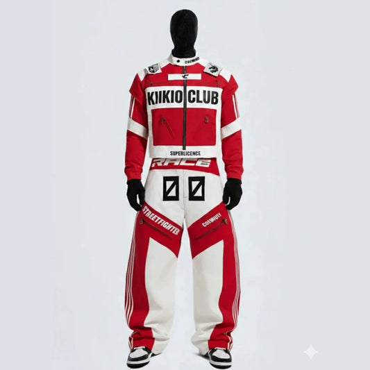 Stripe Graphic Zipper Jacket & Graphic Wide Leg Pants Setup WN28045