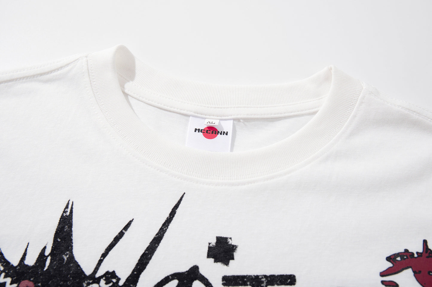 High-Neck Graphic Print Cotton Short Sleeve T-Shirt WN25578