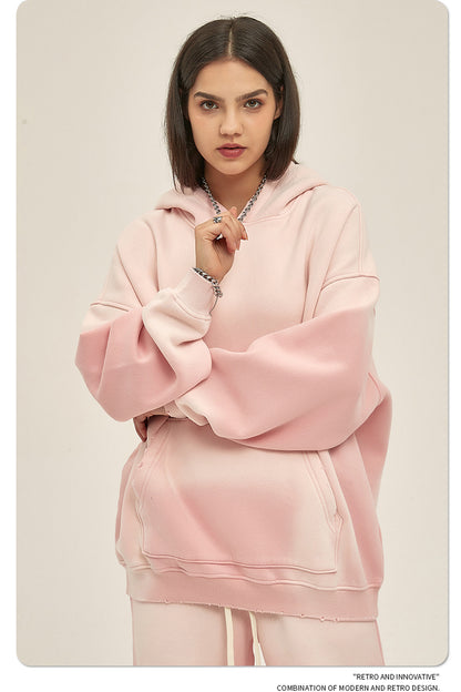 Fleece Lining Spray-dye Damage Oversize Hoodie WN9969-K