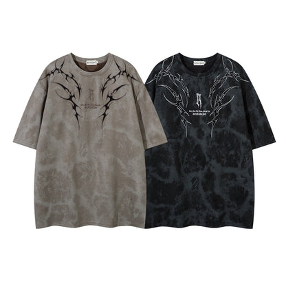 Washed Thorn Print Short Sleeve T-Shirt WN25543