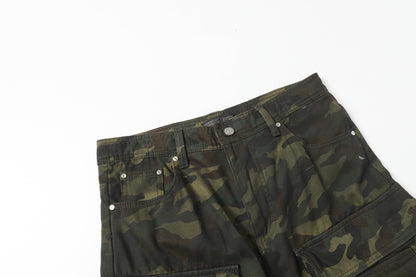 Camouflage Cargo Wide-Leg Half Pants WN16132
