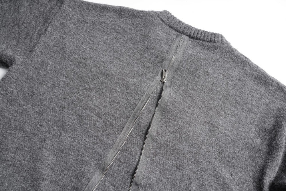 Asymmetric Zipper Detail Oversize Knit Sweater WN28124