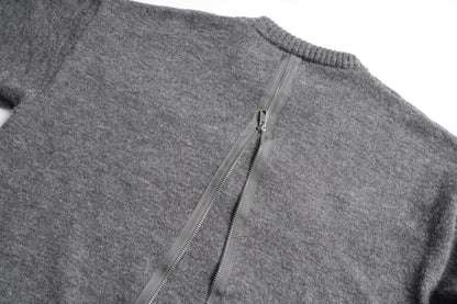 Asymmetric Zipper Detail Oversize Knit Sweater WN28124