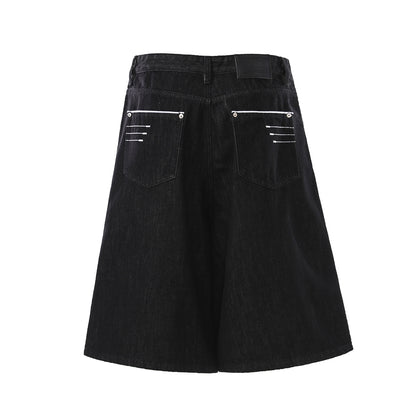 Raw Wash Wide Leg Denim Half Pants WN25701
