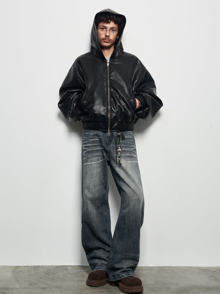 Glossy Embossed PU Leather Jacket WN22932