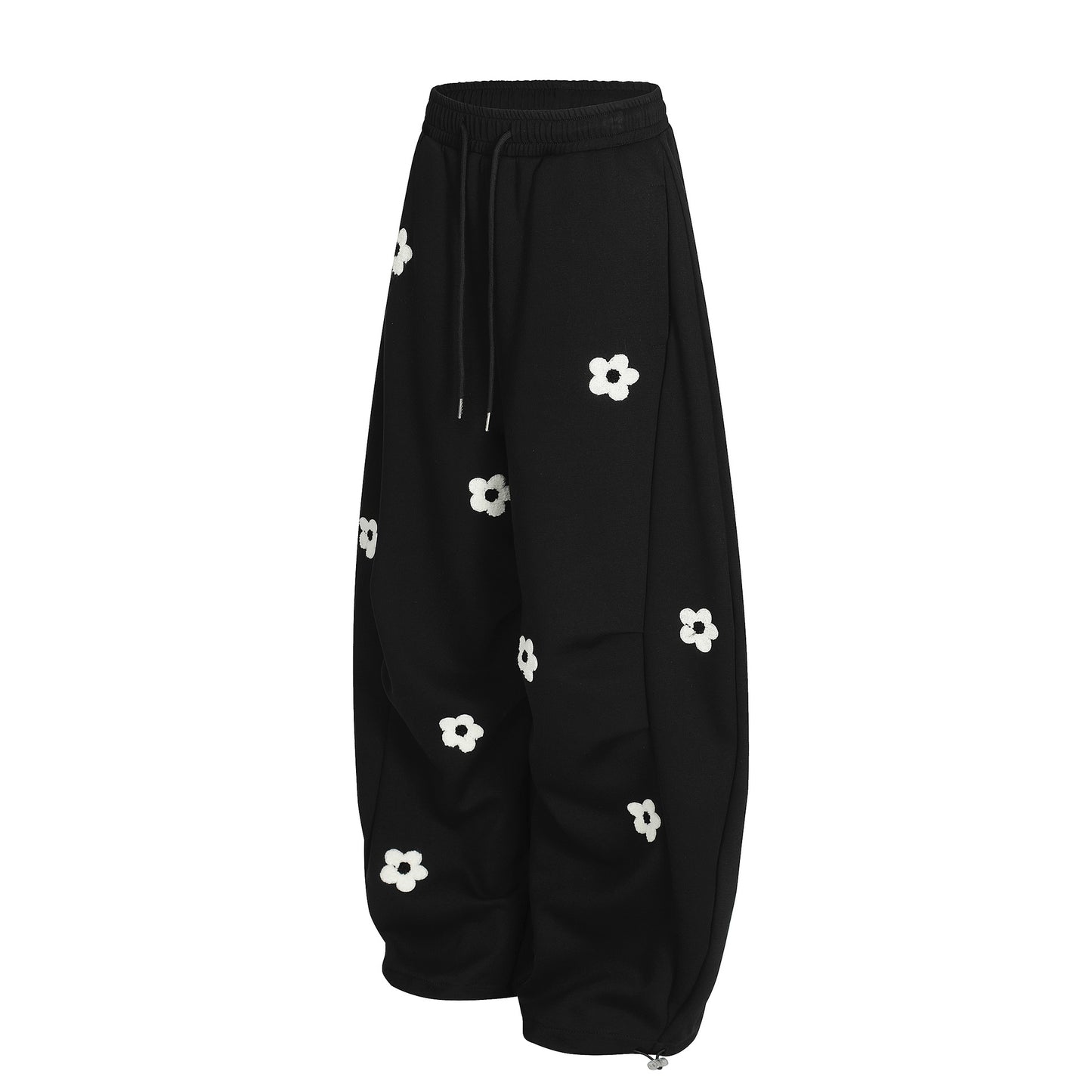 Flower Print Drawstring Wide Leg Sweatpants WN25427