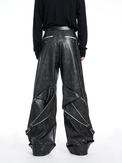 Glossy Heavyweight PU Leather Straight Pants WN10226