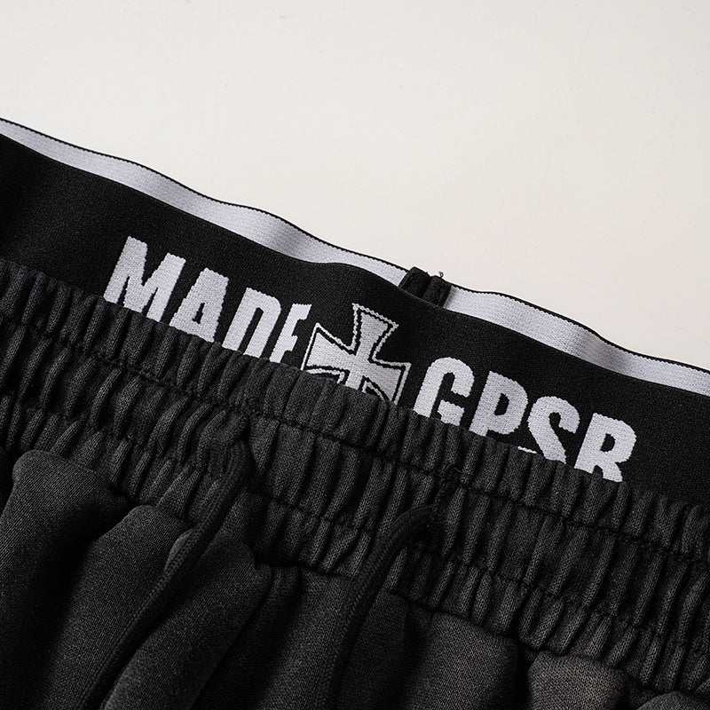 Washed Double Waist Print Wide Leg Sweatpants WN27834