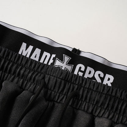 Washed Double Waist Print Wide Leg Sweatpants WN27834