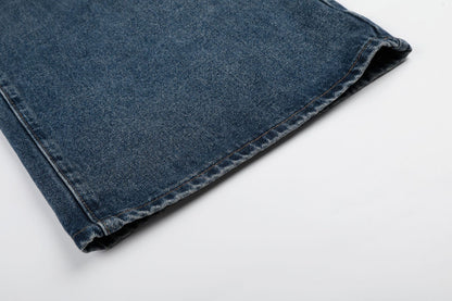 Wash Rivet Damage Wide Leg Denim Jeans WN25573