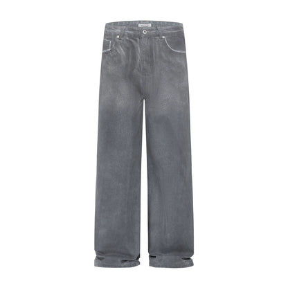 Brushing Wax Straight Leg Denim Jeans WN8354