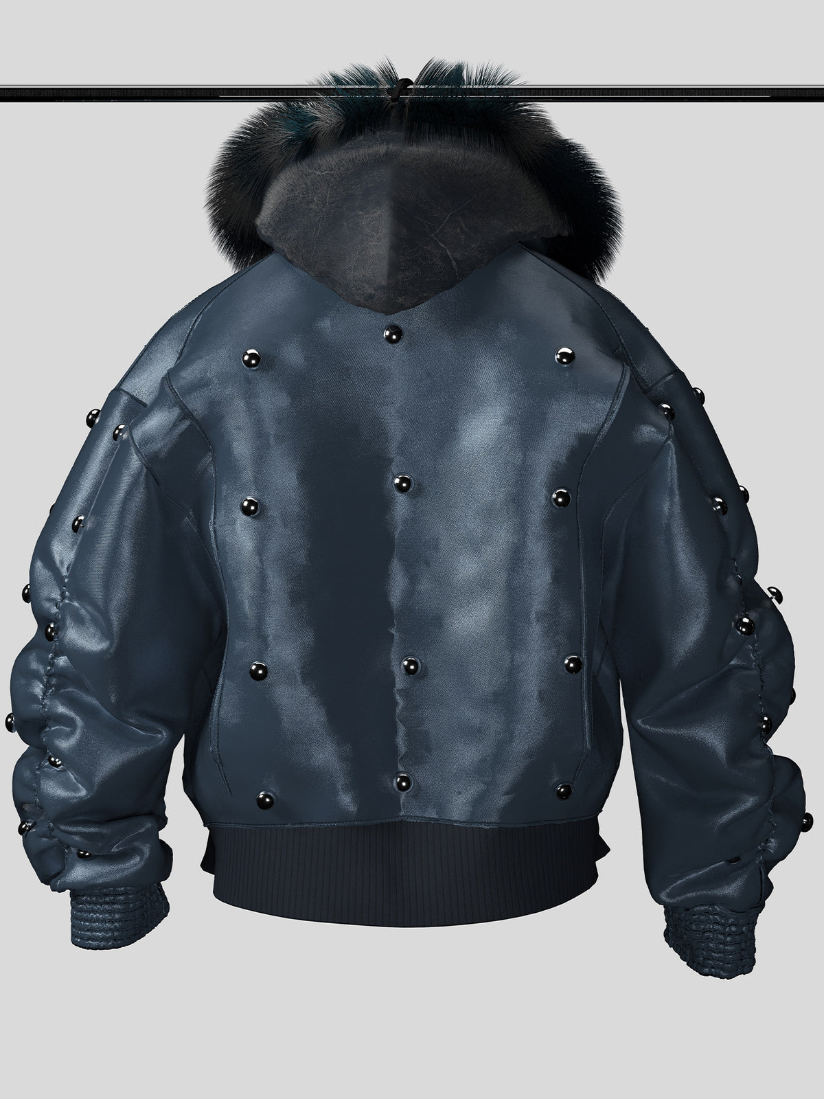 Fake Fur Collar Stud Oversize Puffer Jacket WN27139