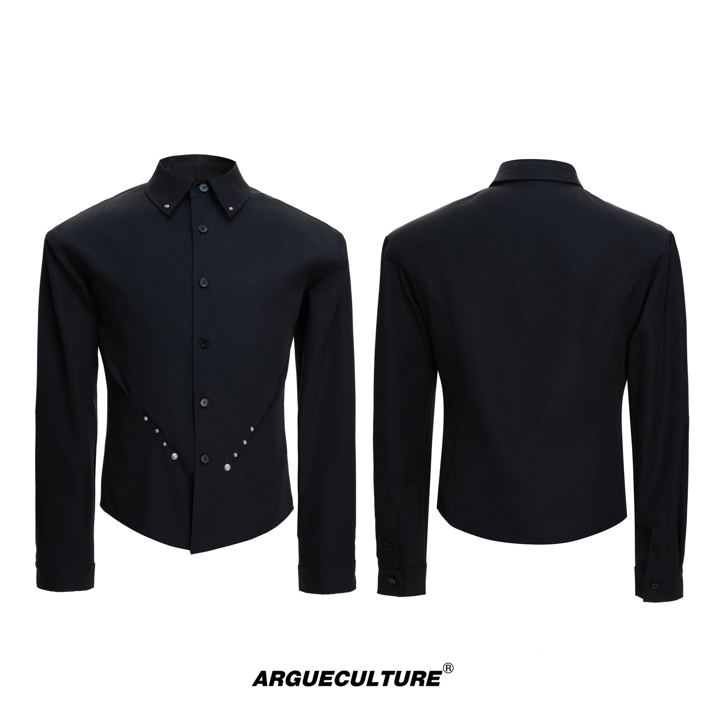 Heavyweight Rivet Waist-Cinched Puff Sleeve Long Sleeve Shirt WN23550