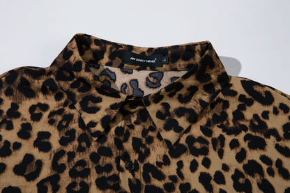 Oversize Leopard Print Short Sleeve Shirt WN13108