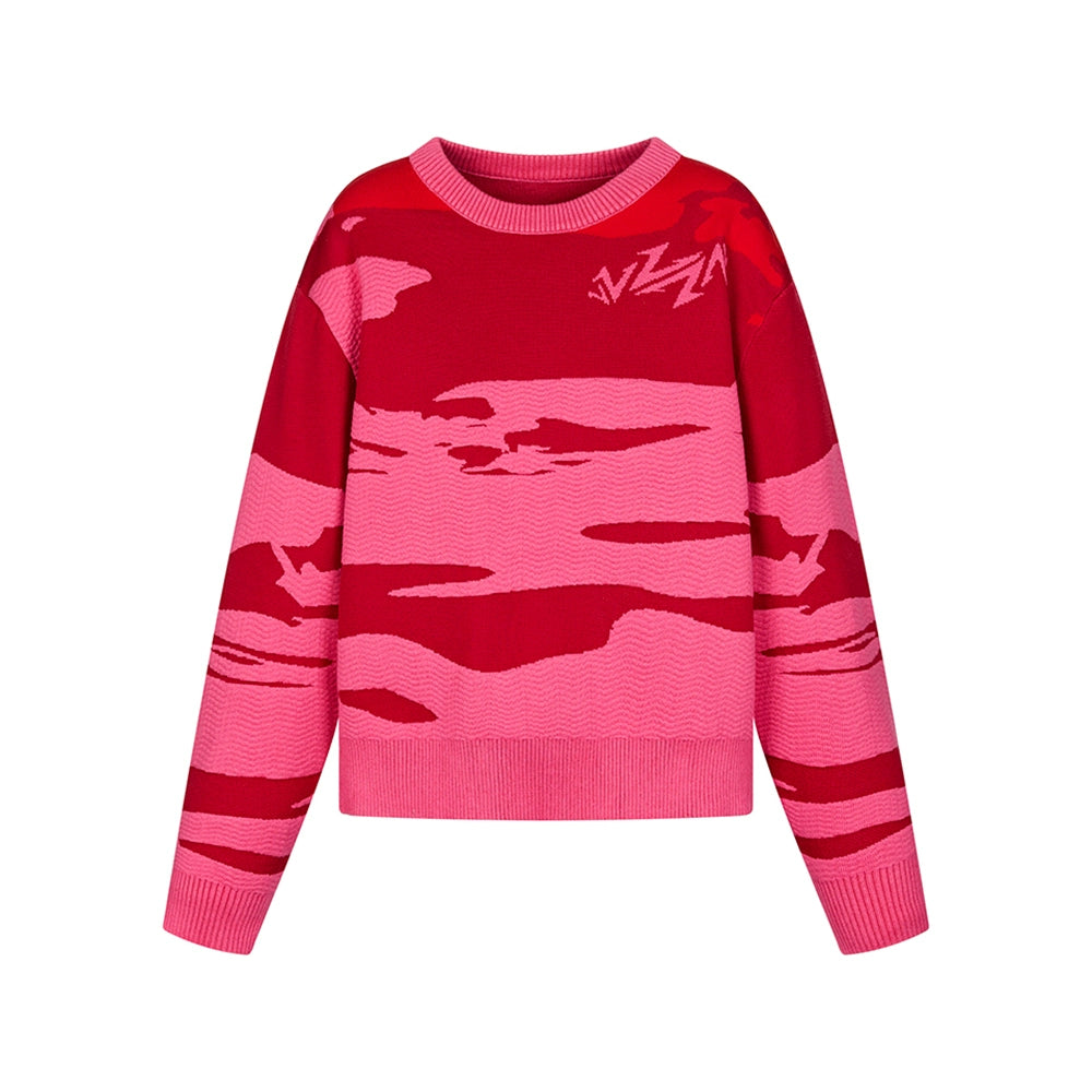 Contrast Color Jacquard Knit Sweater WN21009