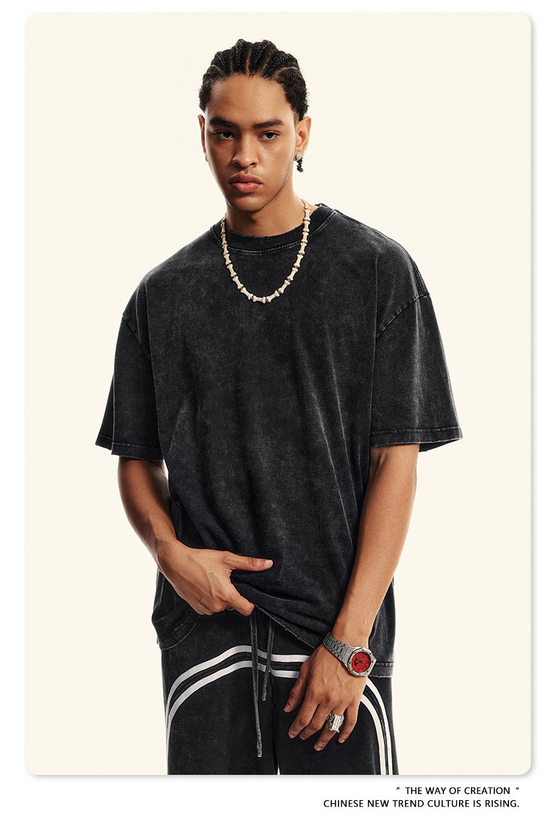 Damage Wash Round Neck Short Sleeve T-Shirt WN6060