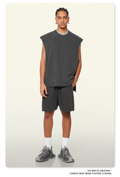 Washed Oversize Sleeveless T-Shirt WN6069