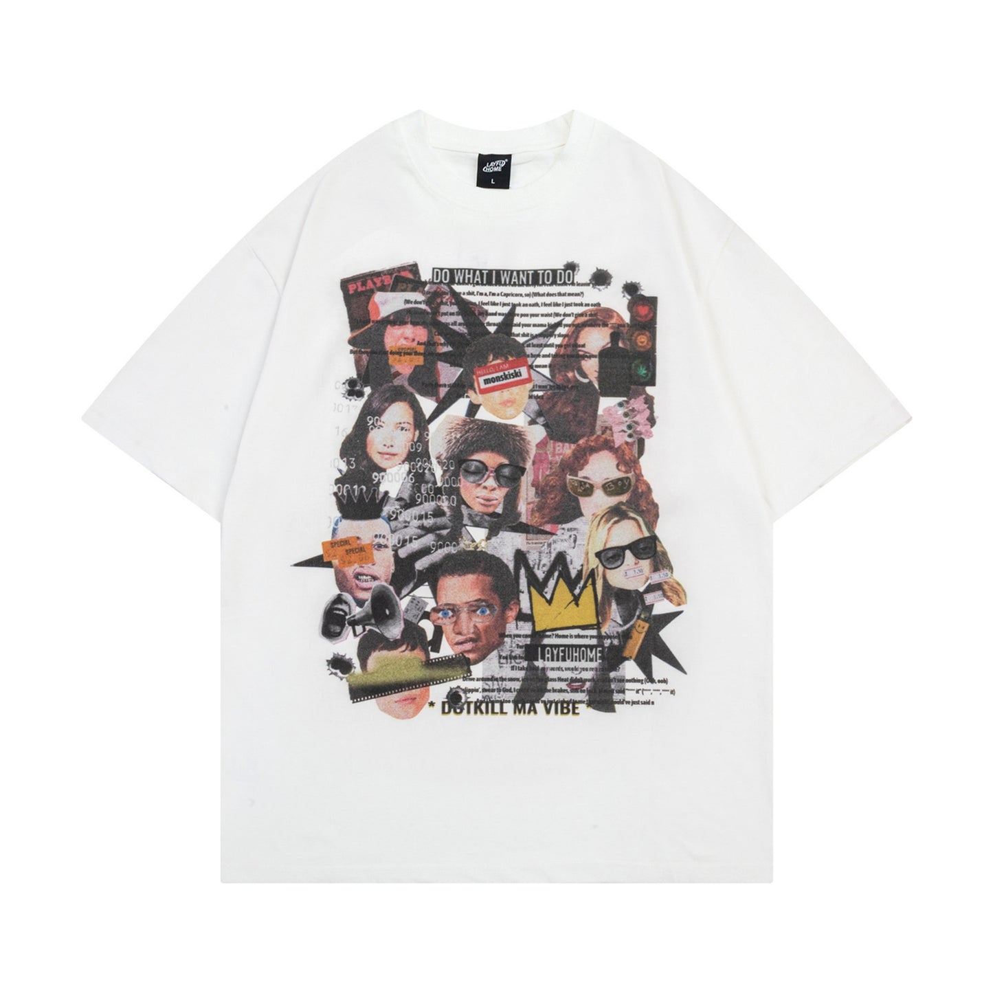 Washed Portrait Collage Short Sleeve T-Shirt WN26750