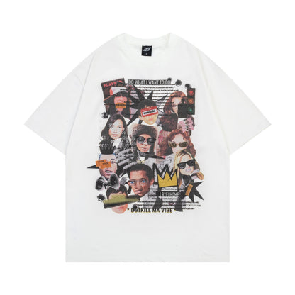 Washed Portrait Collage Short Sleeve T-Shirt WN26750